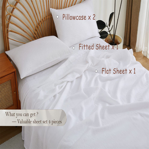 ชุดเครื่องนอนผ้าลินินสุดหรู 4 ชิ้น ดีไซน์ทันสมัยสำหรับเตียงแบบเรียบ - Product Image 3