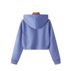เสื้อฮู้ดครอปท็อปผู้หญิงแบบใหม่ ดีไซน์เองได้ คุณภาพสูง สวมใส่สบายสำหรับฤดูหนาว พร้อมบริการพิมพ์ลายตามสั่ง ผลิตจากผ้าฟลีซ - Product Image 3