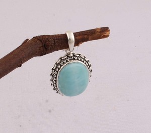 Pendentif vintage en argent sterling 925, collier en larimar naturel pour femmes, bijoux artisanaux faits à la main, fabrication artisanale - Product Image 6