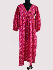 Vestido Casual Largo de Verano para Mujer, Estilo Bohemio, con Mangas Abullonadas y Estampado Floral, 100% Poliéster - Product Image 2
