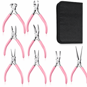 Mini Jewelry <b>Pliers</b> <b>Set</b> 8 PCS Stainless Steel Craft Tools for Necklace Bracelet and Earring Making with Case - Product Image 1