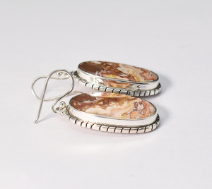 Natural Rhodochrosite Dangle <b>Earrings</b> In 92.5 Sterling Silver Anniversary Gift For Her - Product Image 4