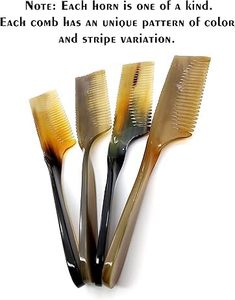 Peine de Cuerno Natural Hecho a Mano con Mango Suave, Dientes Finos Antiestáticos, Peine para Desenredar y Masajear el Cuero Cabelludo, Regalo Profesional para el Cuidado del Cabello - Product Image 3