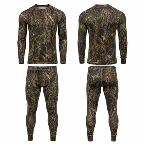 Ensemble de vêtements de chasse camouflage à manches longues pour hommes, en polyester et élasthanne respirant, sous-vêtements longs, équipement d'extérieur pour l'automne - Product Image 1