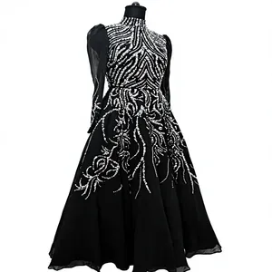Luxury Black Beaded Evening <b>Dress</b> Long Sleeve High Neck Sequined A-Line Prom Gown Muslim Modest Formal Party <b>Dress</b> for Women - Product Image 4
