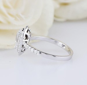Classic Pear Cut 1Ct Moissanite Halo <b>Ring</b> 925 Sterling Silver Rhodium Plated Wedding Elegant Promise For Partners - Product Image 3