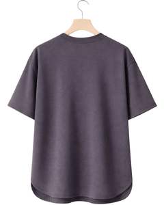 Camiseta Oversize Personalizada Morado Carbón para Hombre, con Dobladillo Curvo, Hombro Caído, Cuello Redondo, Algodón Liso, Estilo Urbano, Verano - Product Image 2