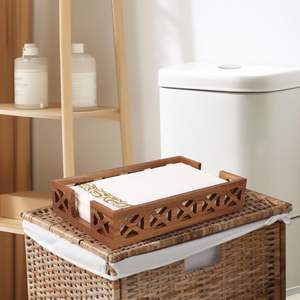 Porte-serviettes en bois d'acacia pour salle de bain, support en bois pour serviettes d'invités pour table à manger, décoration de cuisine, style rustique, ferme, moderne - Product Image 6