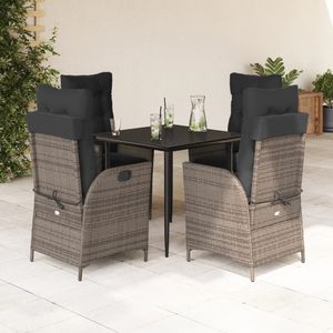 Set da Pranzo da Giardino in Rattan Grigio Scuro per 4 Persone, Resistente alle Intemperie, Arredamento da Esterno in Stile Contemporaneo - Product Image 1