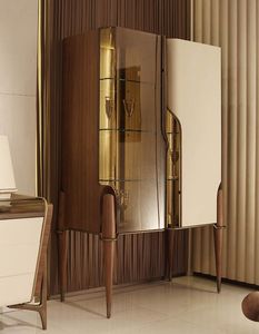 Elara Glass Luxe Unit Modern Luxury Wood <b>Bar</b> Cabinet Eco-Friendly Durable 2+ Compartments Stainless Steel - Product Image 5