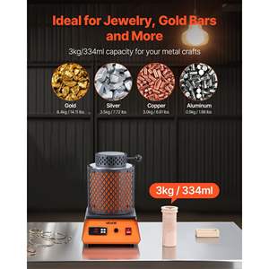 Fornace Elettrica per Metalli 1350W con Crogiolo in Ceramica da 3kg, Kit per Fusione Oro, per Creazione Gioielli e Forni Industriali - 1150°C per Barre Metalliche - Product Image 3