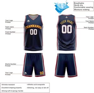 Maillot de basket-ball réversible personnalisé, uniforme imprimé avec nom, numéro et logo pour adultes et enfants - Product Image 4