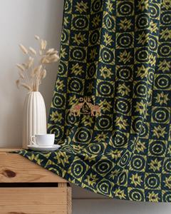 Hermosas Cortinas de Algodón Estampadas a Mano, Juego de Cortinas para Puerta Hechas a Mano, Diseño Moderno y Lujoso - Product Image 3