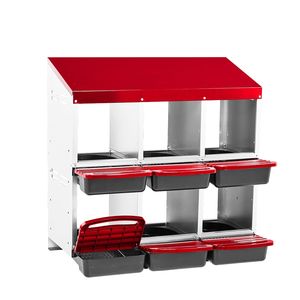 Nido per Galline a 6 Scomparti per Deposizione Uova, Montaggio a Parete, in Acciaio Zincato, con Facile Raccolta delle Uova - Product Image 3