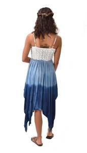 Vestido de Verano con Estampado Tie Dye Índigo, Pintado a Mano, de Rayón, Estilo Bohemio y Hada - Product Image 2