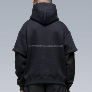 Men's <b>100</b>% Cotton Hooded Sweatshirt Oversize Pullover Custom Print Blank Drop Shoulder Hoodies Heavyweight Hoodie for Mens - Product Image 2