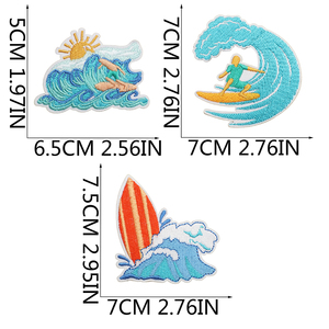 Ensemble de patchs brodés personnalisés sur le thème des vacances en mer, écologiques, à appliquer au fer sur les vêtements - Product Image 3