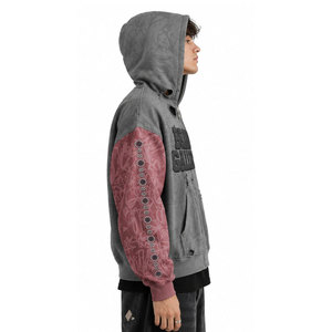 Sweat à capuche zippé surdimensionné pour homme, imprimé graffiti, manches raglan, style streetwear, tricoté, mode automne - Product Image 4