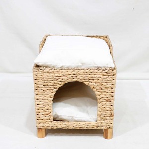 Casa para Mascotas Tejida de 2 Niveles, Ecológica, de Jacinto de Agua, para Gatos, Perros y Animales Pequeños, con Cojín Suave, para Uso en Interiores, Raza Mediana - Product Image 2
