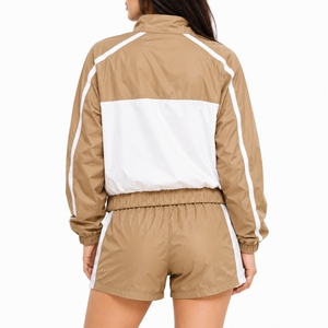 Premium <b>Women</b> Solid Color High Quality Windbreaker <b>Shorts</b> Set Skinny Lightweight Vintage Zipper Waterproof Breathable Quick Dry - Product Image 2