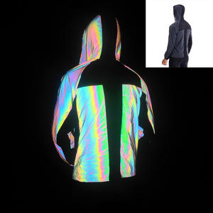Conjunto de Ropa Deportiva Casual de Otoño para Hombre, Chaqueta con Capucha Reflectante de Alta Visibilidad con Estampado de Malla, Cortavientos, Ropa de Calle - Product Image 3