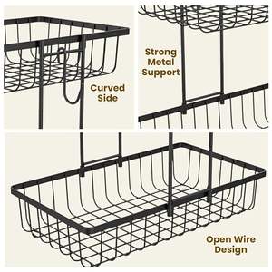 Panier de rangement vintage en métal écologique avec design ouvert, empilable, organisateur en fil métallique pour étagère de placard, multi-usages - Product Image 3