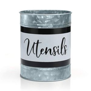 Panier en métal galvanisé de grande qualité avec 4 compartiments, organisateur d'ustensiles de style farmhouse avec poignée à prix abordable - Product Image 5