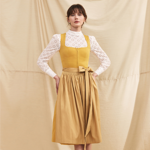 Women's European High Waist Pink Dress Square Neckline Strap for Munich <b>Beer</b> Festival Apron Inspired Dirndl for <b>Sweet</b> 16 Parties - Product Image 2