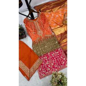 Conjunto de Top, Pantalón y Dupatta de Fiesta de Diseñador, Talla XL, con un Aspecto Elegante - Product Image 1