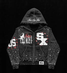 Conjunto de sudadera con capucha y pantalones de chándal unisex, chándal holgado liso para hombre, cortavientos de gran tamaño, fabricante de chándales personalizados - Product Image 2