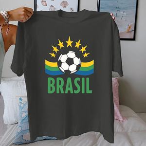 Brésil BRASIL avec thème football pur coton t-shirt femme coupe confort - Product Image 4