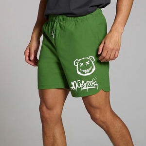 Men's Green Drawstring <b>Shorts</b> With White Cartoon Pig Print Quick Dry Casual <b>Short</b> <b>Shorts</b> Mid Waist Pockets Front Logo - Product Image 1