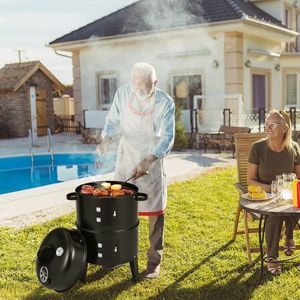 Barbecue au charbon de bois 3-en-1 Cambo avec thermomètre intégré pour la cuisson en extérieur - Product Image 2
