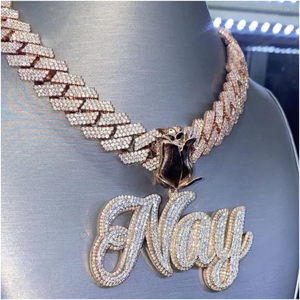 Colgante Hip-Hop Personalizado con Letra Cursiva Fina de Moissanita VVS1, Chapado en Rodio sobre Plata 925, para Hombres y Mujeres - Product Image 3