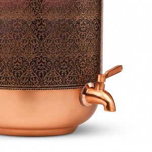Distributeur d'eau en cuivre pur avec robinet, Matka artisanal martelé et gravé, Récipient de stockage d'eau ayurvédique pour la maison et le bureau - Product Image 4