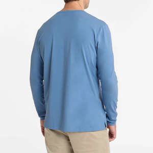 Camiseta de Manga Larga con Cuello en V para Hombre, Nueva Moda, Transpirable, Color Sólido, 100% Algodón Jersey, Ecológica, de Secado Rápido, Informal - Product Image 3