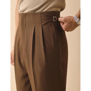 Pantalones Gurkha de Cintura Alta para Hombre, con Pliegues y Hebilla Lateral, Estilo Clásico Vintage - Product Image 1