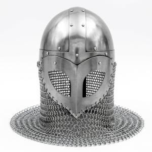 Casco Vikingo Medieval Hecho a Mano de Acero Suave con Avental de Malla, Armadura de Guerrero Nórdico Usable para Cosplay de Halloween - Product Image 1