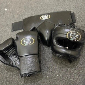 Wholesale No Boxing No Life Mexican Style Real Cowhide Leather Lace-Up Boxing Gloves Nose Bar <b>Head</b> Guard Groin Guard Protector - Product Image 2