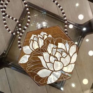 Luxury Arabic <b>MOP</b> Inlay Wooden Evening Clutch With <b>MOP</b> <b>Handle</b> For Wedding Festive Wear Party Premium Fashion Statement Bag Purse - Product Image 5