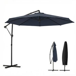 Ombrellone da Terrazzo Blu Navy per Cortile e Patio con Base - Product Image 5