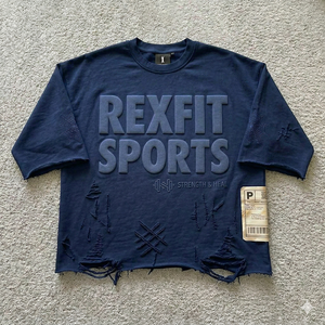 Camiseta Deportiva Rexfit de Gran Tamaño, Lisa, para Impresión Personalizada, Estilo Vintage, Lavado Ácido, Desgastada, Estilo Urbano, con Logotipo Rexfit Personalizado - Product Image 5