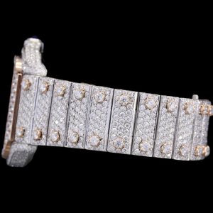 Fully Iced Out Square <b>Skeleton</b> Dial Moissanite Bezel Setting Fashion <b>Watch</b> Hip Hop <b>Man's</b> Made Two Tone Exclusive Diamond <b>Watch</b> - Product Image 6