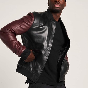 Veste de baseball bomber en cuir de vache véritable personnalisée, style universitaire, épaisse et unie, pour hommes, vente en gros - Product Image 2