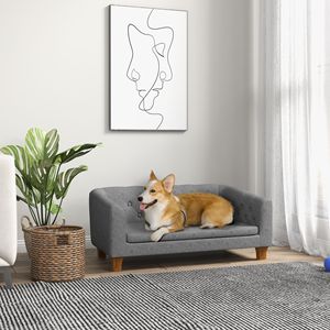 Cuccia Rialzata Grigia per Cani di Piccola e Media Taglia, con Materasso in Memory Foam e Rivestimento Rimovibile in Lino, Letto o Divano per Animali Domestici - Product Image 2