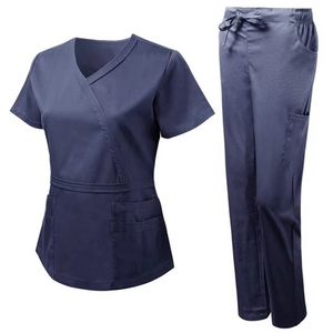 Wholesale Elastic Uniform Top Jogger Pants Set Short Sleeve Hospital Staff Women Doctor Nurse Signature <b>Scrub</b> <b>Scrubs</b> - Product Image 2