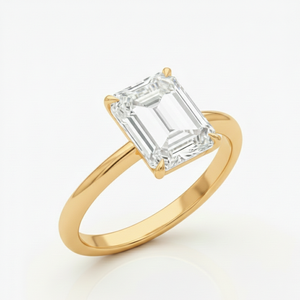 Anillo de Compromiso con Diamante Cultivado en Laboratorio, Corte Esmeralda, Chapado en Oro Amarillo de 9K, Certificado IGI, Anillo de Boda Moderno para Mujer, 2ct 3ct - Product Image 3