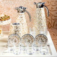 Bouteille isotherme chic en nacre avec motif feuille, pot de service décoratif, cadeau de Ramadan, pot isotherme de qualité, design élégant, vente en gros