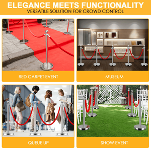 4pcs 5ft Red Velvet Stanchions Party Supplies Crowd Control Barriers Velvet Ropes and Poles - Product Image 2