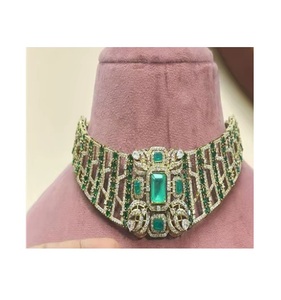 Gold Plated Brilliant Cut <b>Crystal</b> Jewelry <b>Set</b> Necklace Earrings Geometric Design Women's Engagement Party Wedding Trendy Style - Product Image 3
